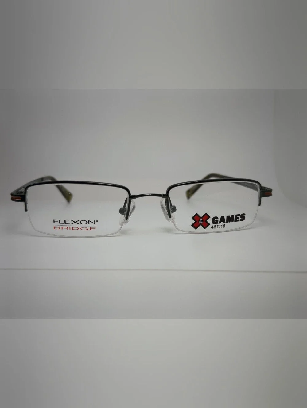 Flexon X Games Youth. Semi-Rimless Eyeglass Frames in Black Green Cyclops